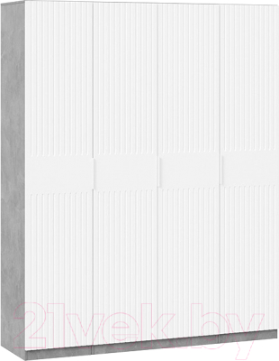 Шкаф ТриЯ Хилтон комбинированный с 4-мя  дверями (ателье светлый/белый матовый)