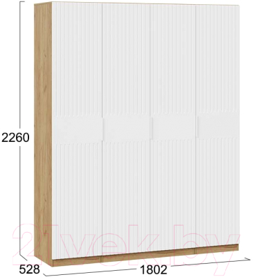 Шкаф ТриЯ Хилтон комбинированный с 4-мя  дверями (дуб крафт золотой/белый матовый)