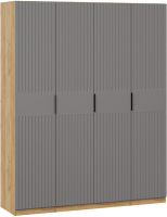 Шкаф ТриЯ Хилтон комбинированный с 4-мя  дверями (дуб крафт золотой/графит матовый) - 