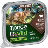 Влажный корм для кошек Monge BWild Grain Free из буйвола с овощами, ламистер (100г) - 