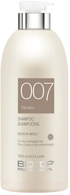 Шампунь для волос Biotop 007 Keratin Impact Shampoo Для сильно поврежденных волос (1л)