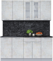 Кухонный гарнитур Интерлиния Мила 18 (бетон лайт/бетон лайт/кастилло темный) - 