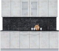 Кухонный гарнитур Интерлиния Мила 24 (бетон лайт/бетон лайт/кастилло темный) - 