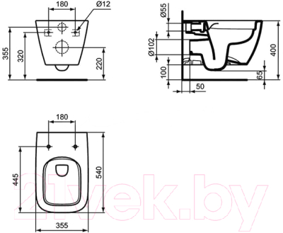 Унитаз подвесной с инсталляцией Ideal Standard I500301 (с сиденьем)