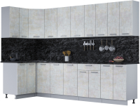 Готовая кухня Интерлиния Мила Лайт 1.2x3.0 (бетон лайт/бетон лайт/кастилло темный) - 