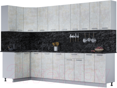 Кухонный гарнитур Интерлиния Мила Лайт 1.2x3.0 (бетон лайт/бетон лайт/кастилло темный)