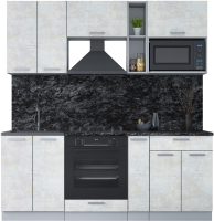 Кухонный гарнитур Интерлиния Мила Лайт 2.0 ВТ (бетон лайт/бетон лайт/кастилло темный) - 