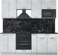 Кухонный гарнитур Интерлиния Мила Лайт 2.2 ВТ (бетон лайт/бетон лайт/кастилло темный) - 