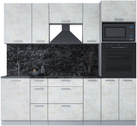 Кухонный гарнитур Интерлиния Мила Лайт 2.3 ВТ (бетон лайт/бетон лайт/кастилло темный) - 