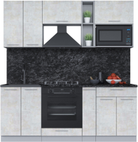 Кухонный гарнитур Интерлиния Мила 2.0 ВТ (бетон лайт/бетон лайт/кастилло темный) - 
