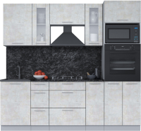Кухонный гарнитур Интерлиния Мила 2.3 ВТ (бетон лайт/бетон лайт/кастилло темный) - 