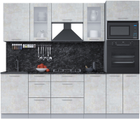 Кухонный гарнитур Интерлиния Мила 2.5 ВТ (бетон лайт/бетон лайт/кастилло темный) - 