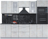 Кухонный гарнитур Интерлиния Мила 2.6 ВТ (бетон лайт/бетон лайт/кастилло темный) - 