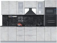Кухонный гарнитур Интерлиния Мила 2.8 ВТ (бетон лайт/бетон лайт/кастилло темный) - 