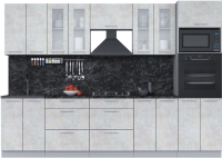 Готовая кухня Интерлиния Мила 3.0 ВТ (бетон лайт/бетон лайт/кастилло темный) - 