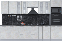 Кухонный гарнитур Интерлиния Мила 3.2 ВТ (бетон лайт/бетон лайт/кастилло темный) - 