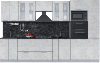 Готовая кухня Интерлиния Мила 3.4 ВТ (бетон лайт/бетон лайт/кастилло темный) - 