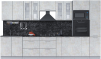 Кухонный гарнитур Интерлиния Мила 3.6 ВТ (бетон лайт/бетон лайт/кастилло темный) - 