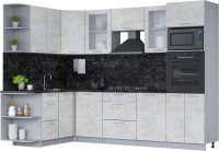 Кухонный гарнитур Интерлиния Мила 1.68х2.8 левая (бетон лайт/бетон лайт/кастилло темный) - 