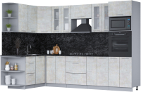 Кухонный гарнитур Интерлиния Мила 1.68х3.0 левая (бетон лайт/бетон лайт/кастилло темный) - 