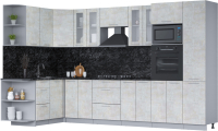 Кухонный гарнитур Интерлиния Мила 1.68х3.4 левая (бетон лайт/бетон лайт/кастилло темный) - 