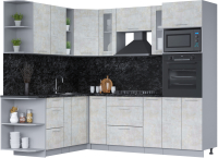 Кухонный гарнитур Интерлиния Мила 1.88х2.4 левая (бетон лайт/бетон лайт/кастилло темный) - 
