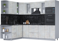 Кухонный гарнитур Интерлиния Мила 1.88х2.6 левая (бетон лайт/бетон лайт/кастилло темный) - 