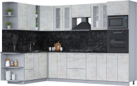 Кухонный гарнитур Интерлиния Мила 1.88х3.0 левая (бетон лайт/бетон лайт/кастилло темный) - 