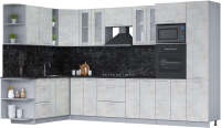 Кухонный гарнитур Интерлиния Мила 1.88х3.4 левая (бетон лайт/бетон лайт/кастилло темный) - 