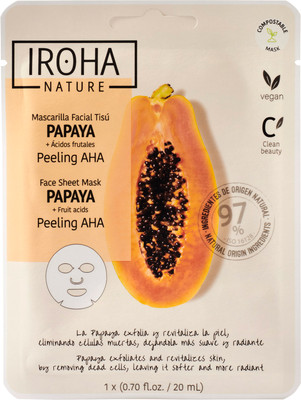 

Маска для лица тканевая, Face Sheet Mask Papaya + Fruit Acids Отшелушивающая