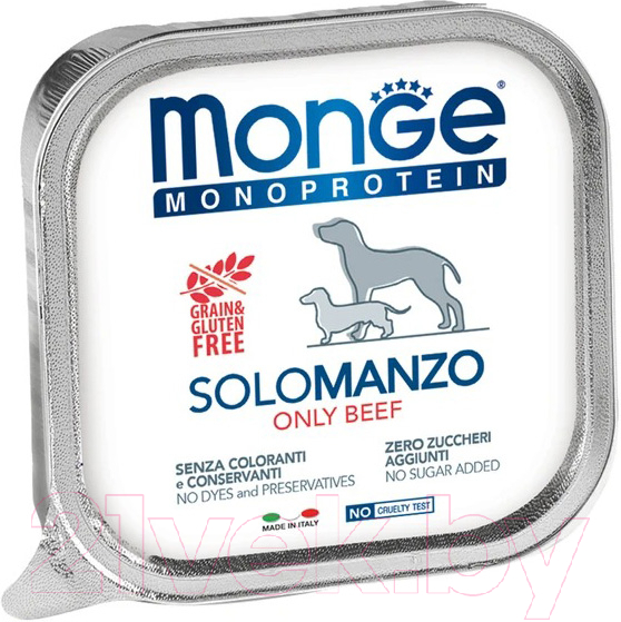 Влажный корм для собак Monge Monoprotein паштет из говядины, ламистер (150г)