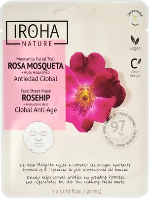 

Маска для лица тканевая, Face Sheet Mask Rosehip + Hyaluronic Acid Антивозрастная