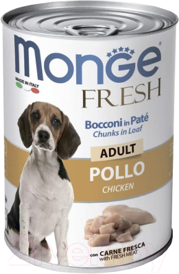 Влажный корм для собак Monge Fresh Chunks in Loaf мясной рулет из курицы (400г)