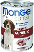 Влажный корм для собак Monge Fresh Chunks in Loaf мясной рулет из ягненка, консервы (400г) - 