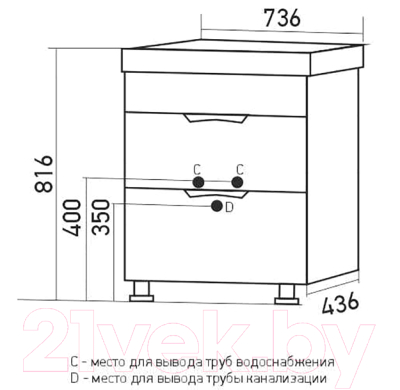 Купить Тумба под умывальник Mixline Этьен-75 553801  