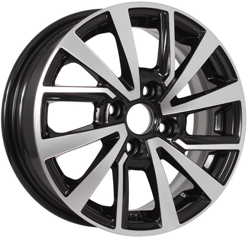 Литой диск KDW KD1430 (КС1093-00) 14x5.5" 4x98мм DIA 58.5мм ET 35мм (Black Front Polished)