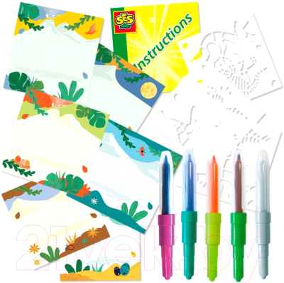 Плакат-раскраска SES Creative Рисование аэрографическими ручками динозавров / 14286