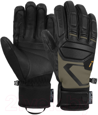 Перчатки лыжные Reusch Pro RC / 6201110_7838 (р-р 8.5, Black/Burnt Olive/Gold)