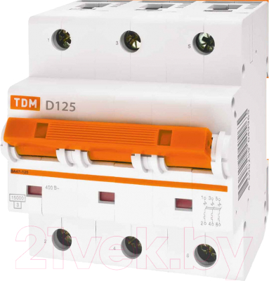 Выключатель автоматический TDM ВА 47-125 3Р 125А (D) 15кА / SQ0208-0036