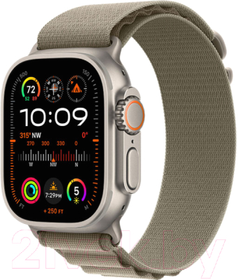 Умные часы Apple Watch Ultra 2 LTE 49mm (титановый корпус/оливковый, текстильный ремешок)