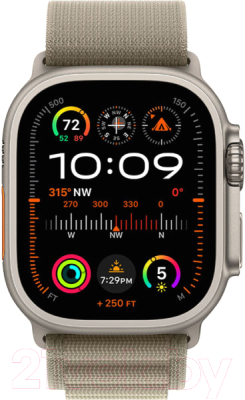 Умные часы Apple Watch Ultra 2 LTE 49mm (титановый корпус/оливковый, текстильный ремешок)