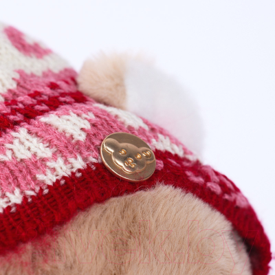Мягкая игрушка Milo Toys Little Friend Мишка в шапке и шарфе / 9905643 (розовый)
