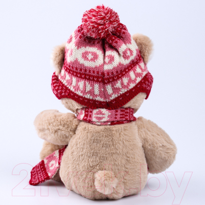 Мягкая игрушка Milo Toys Little Friend Мишка в шапке и шарфе / 9905643 (розовый)
