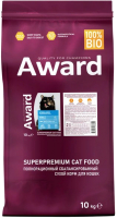 Сухой корм для кошек Award Sterilized с белой рыбой с доб. семян льна, клюквы и цикория (10кг) - 