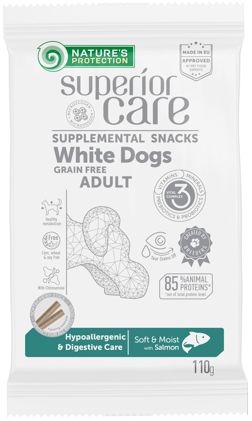 Лакомство для собак Nature's Protection Superior Care White Dogs с лососем / KIKNPSC47199 (110г)