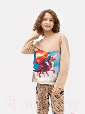 Пижама детская Mark Formelle 563323 (р.116-60-54, бежевый/драконы на бежевом)