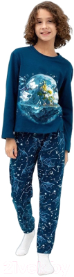 Пижама детская Mark Formelle 563323 (р.104-56-51, тропический синий/драконы в космосе)