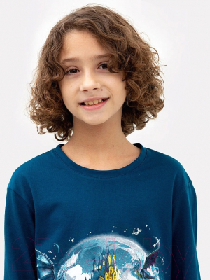 Пижама детская Mark Formelle 563323 (р.122-60-54, тропический синий/драконы в космосе)