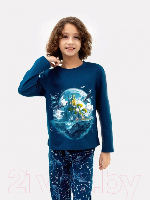 Пижама детская Mark Formelle 563323 (р.128-64-57, тропический синий/драконы в космосе)