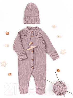 Комбинезон для малышей Amarobaby Pure Love Tot / AB-OD22-PLT501/27-62 (пудровый, р.62)